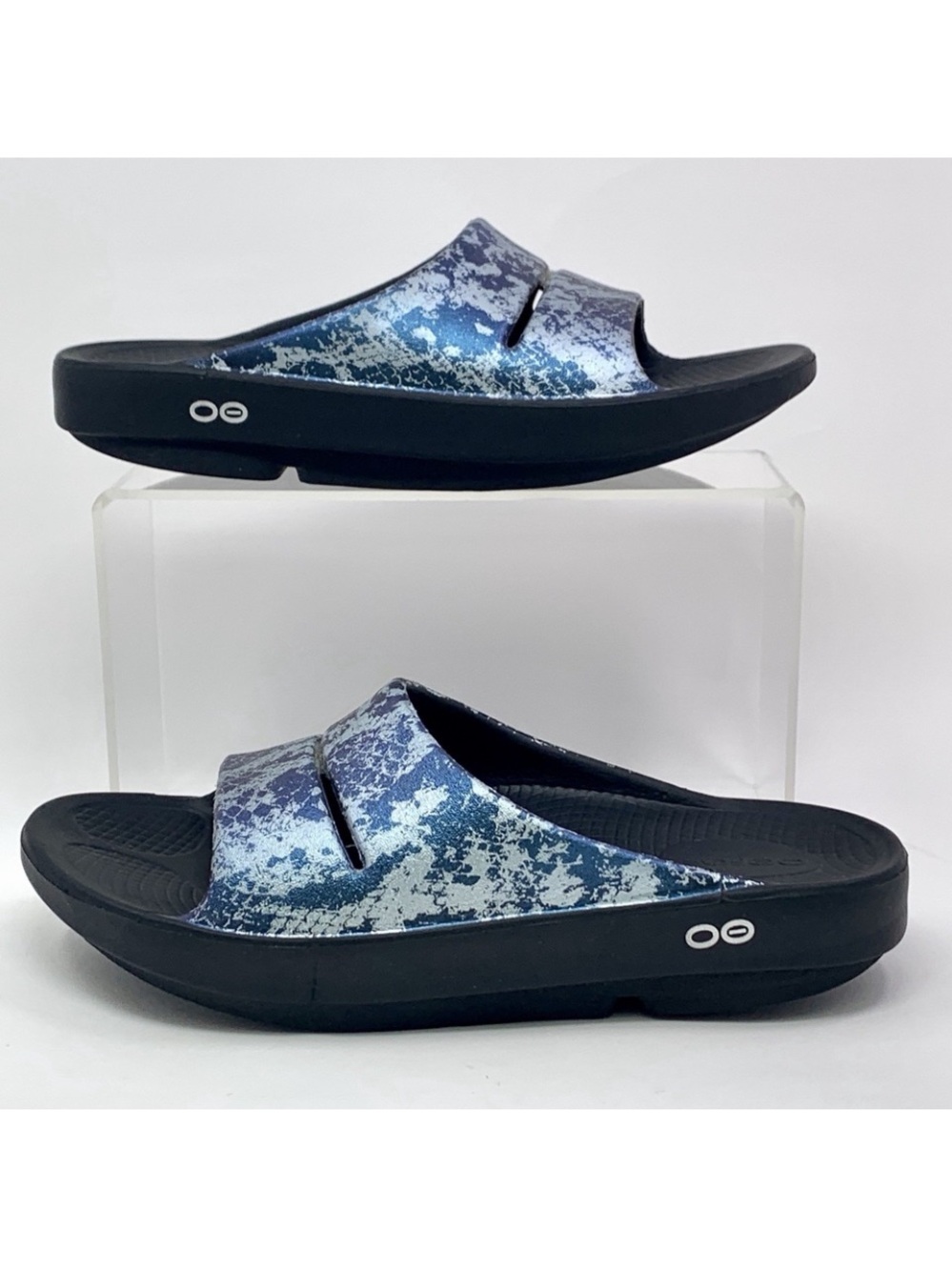 OOFOS OOahh Luxe Slide Sandals Snakeskin Comfort Recovery Size 7